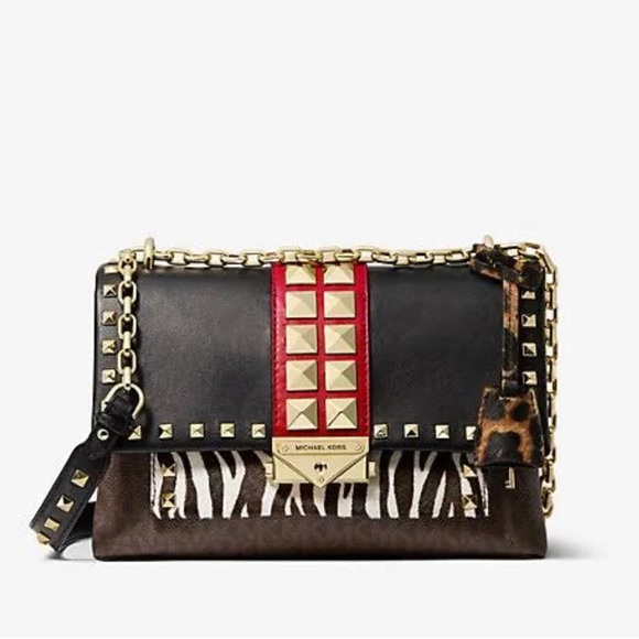 Michael Kors Extra Small Cece Convertible Chain Black Multi/Gold Crossbody - Picture 1 of 6